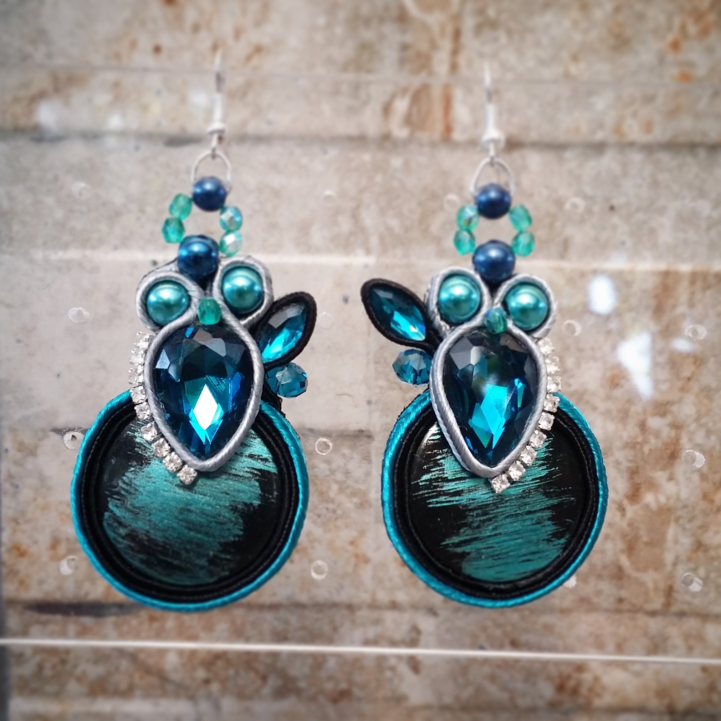 Tyrkysové soutache náušnice